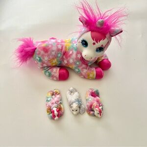 Just Play Rainbow Tie Dye Sparkle Unicorn Surprise Plush Toy with 3 babies